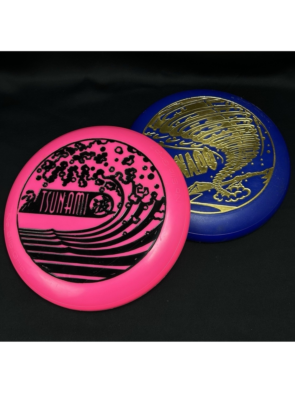 Vintage Imperial Frisbee Lot Blue Tornado & Pink Tsunami 9.25" With No Slip Grip